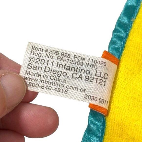 Infantino Cow Lovey Teether Security Blanket Yellow Black White Dots Terry Cloth - Picture 9 of 9